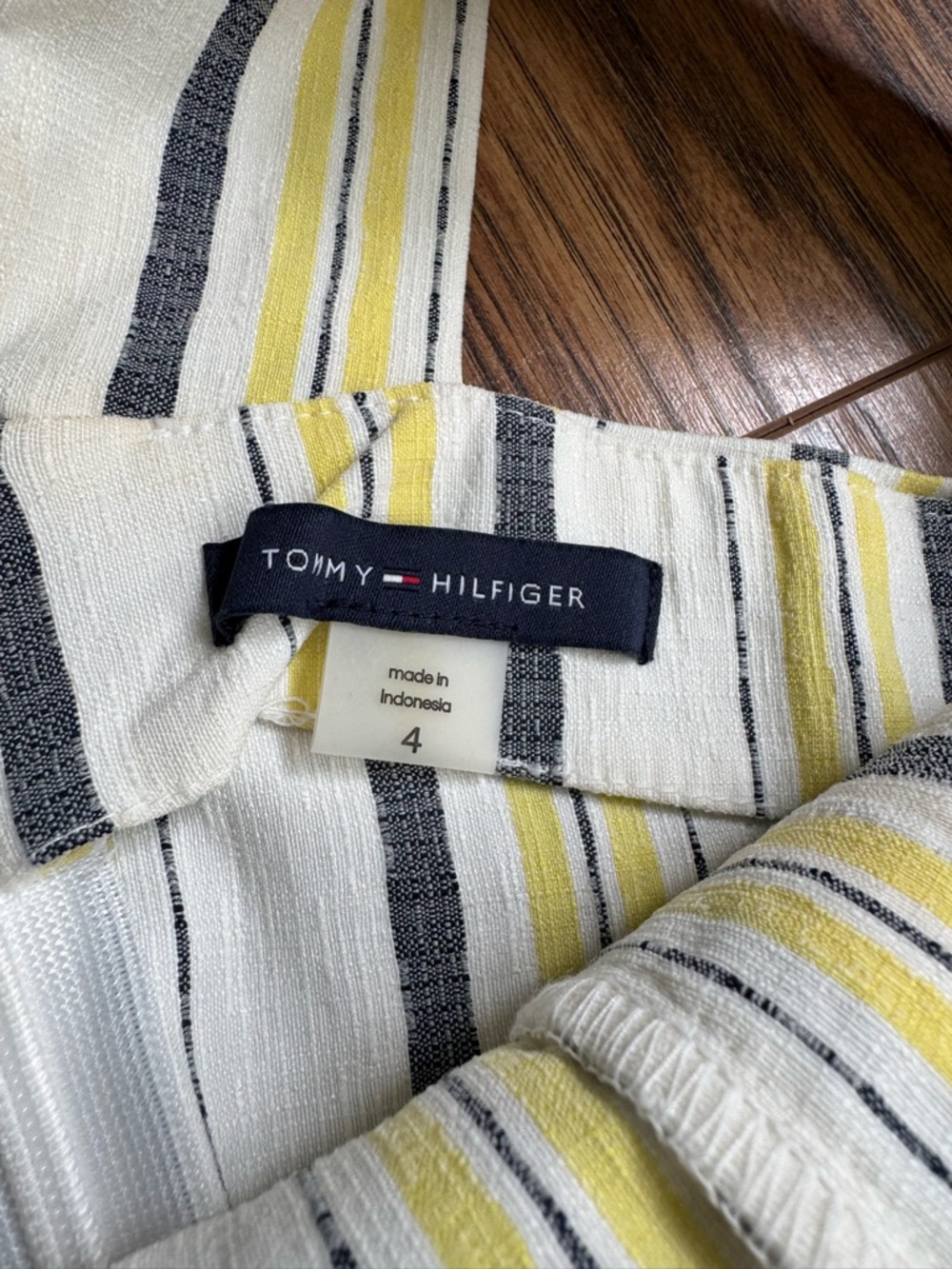 Tommy Hilfiger Yellow, White & Gray Striped Midi Sundress with Waist Tie - Picture 2 of 7